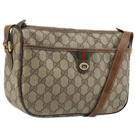 GUCCI GG Supreme Web Sherry Line Tasche aus PVC Beige Gold 89 02 077 Auth 174712