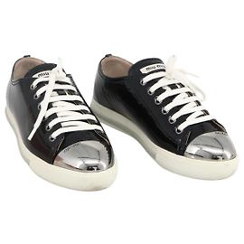 Sneakers Miu Miu in pelle verniciata 36 1/2 Nere CC Auth am11207A