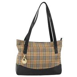Borsa Tote Nova Check Burberry in Tela Beige Oro Auth 174429