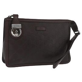 GUCCI GG Lona Guccissima Bolso Clutch de Cuero Marrón 152600 Auth ka3732