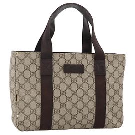Gucci Borsa Tote GG Supreme in PVC beige argento 141976 Auth 174307