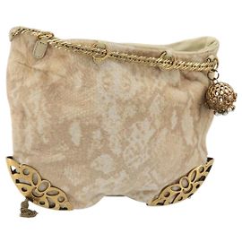 Chloé Borsa a mano con catena Chloe in pelle Harako beige oro Auth 174716