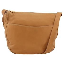LOEWE Sac à épaule Anagram Cuir Beige Or Auth ka3682