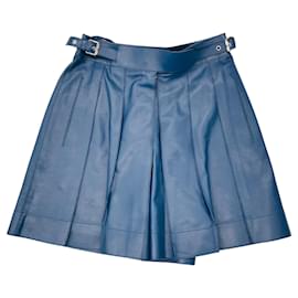 Pantalones cortos de cuero de ternera azul Hermès