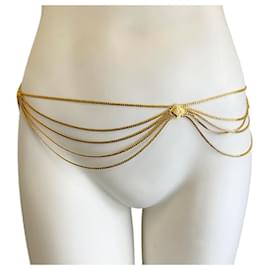 Seltene Vintage-Gold-Metall-Multistrang-Kettengürtel von Christian Dior