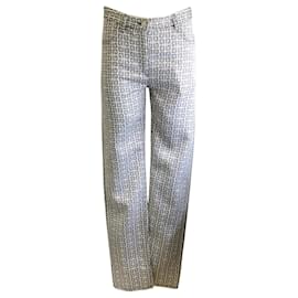 Pantaloni / Pantaloni in denim jacquard 4G bianchi / neri di Givenchy