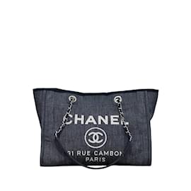 Chanel Deauville Large Denim Canvas Tote Bag Pre-owned