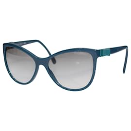 Gafas de sol Chanel 5281-Q estilo gato Montura azul Lentes degradadas grises Logo CC Italia