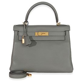 Hermès Gris Meyer Clemence Retourne Kelly 28 GHW