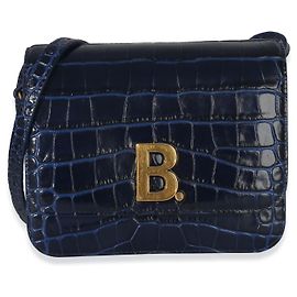 Borsa a Spalla Piccola B. Navy Croc di Balenciaga
