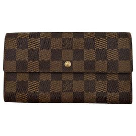 Louis Vuitton Portafoglio lungo Sarah in tela Damier Ebene vintage