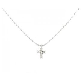 Autre Marque Collana con croce di diamante in oro bianco Au750