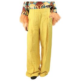 Dries Van Noten Pantalones arrugados amarillos - talla M