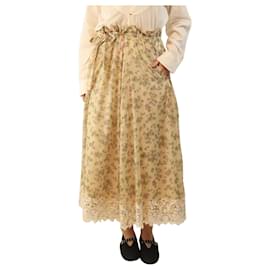 Gonna midi in pizzo floreale crema con bordo - taglia UK 12 - Dior
