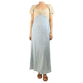 Autre Marque Abito maxi in pizzo floreale blu Sardegna - taglia M