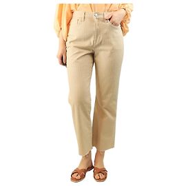 Frame Denim Pantalones de mezclilla a rayas beige - talla UK 12