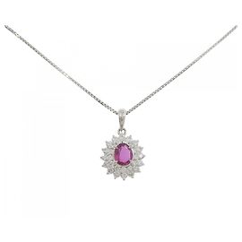 Autre Marque Collana in Rubino e Diamante Pt900 Pt850