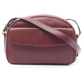 ショルダーバッグ Vintage Cartier Must Line Shoulder Bag Cartier Must Line Shoulder Bag Dark red Leather ref.1452735 - Joli