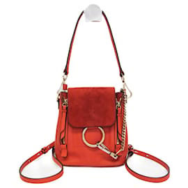 Zaino in pelle e suede Chloé Faye da donna in arancione