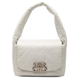 Borsa a spalla Monaco piccola in pelle di vitello bianca Balenciaga
