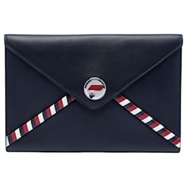 Clutch Envelope Airlines in Pelle di Agnello Blu Chanel