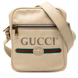 Borsa a tracolla in pelle di vitello grana marrone con logo Gucci