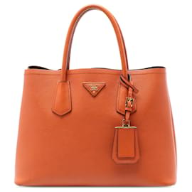 Borsa Prada Orange Medium Saffiano Cuir Double Handle Satchel