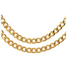 Collana a catena a doppio giro placcata in oro Chanel