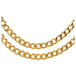Collana a doppia catena placcata oro Chanel