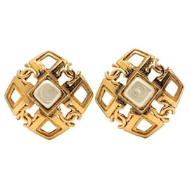 Orecchini quadrati vintage Chanel Coco Mark