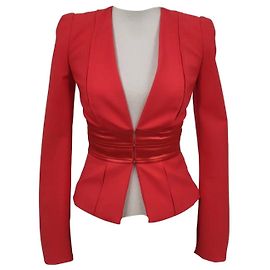 Giacca rossa Elisabetta Franchi con dettaglio in satin