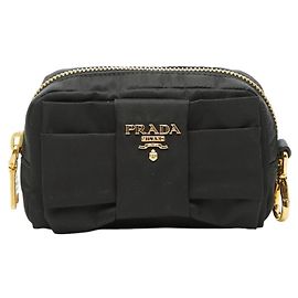 Pochette con logo a nastro Prada