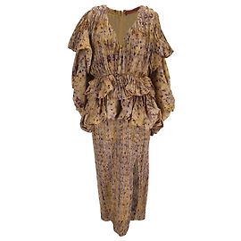Altuzarra Papyrus Rüschendes bedrucktes Plissee-Taft Midi-Kleid aus mehrfarbigem Polyester