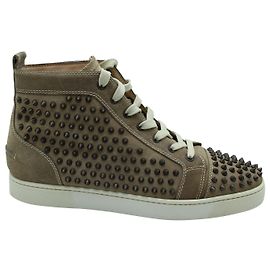 Sneakers alte Louis Spikes in pelle marrone Christian Louboutin