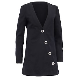 Giacca Chanel con chiusura a bottone asimmetrico in cotone nero