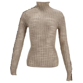 Rippstrick-Turtleneck-Pullover von Acne Studios aus beigem Leinen