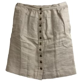 Gonna Mini A-Line con Bottoni A.P.C. in Lino Beige - Apc