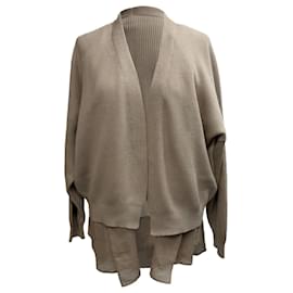 Beige Baumwoll-Lagen-Cardigan von Brunello Cucinelli