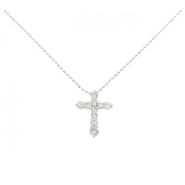 Autre Marque Collar de diamante cruz en oro blanco Au750