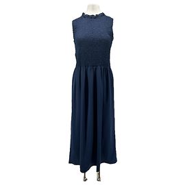 Autre Marque Ärmelloses langes Satin-Kleid in Marineblau
