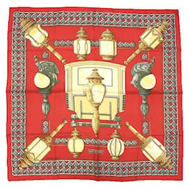 Sciarpa in seta rossa Hermès "Feux de Route"