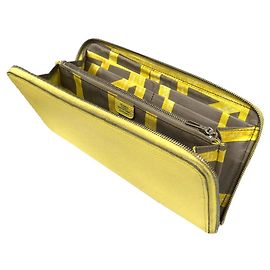 Cartera larga de seda Azap de Hermès en amarillo limón