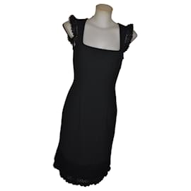 Vestido midi Moschino Jeans preto em mistura de lã
