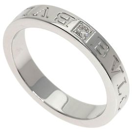 Bulgari Anillo Bvlgari Doble Logo en Diamante en Oro Blanco de 18K