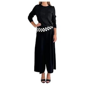 Suéter Comme Des Garcons Negro con Detalles de Cuadros Blanco y Negro