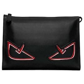 Clutch in pelle nera Fendi