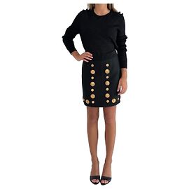 Fausto Puglisi Minirock mit hoher Taille Schwarz Goldene Medaillons