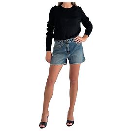 Pantaloncini in denim Palm Angels con ricamo palma blu