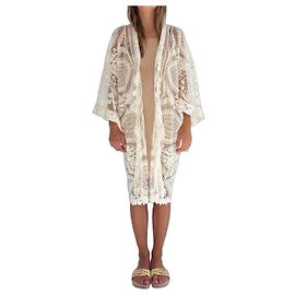 Anna Sui Spitzen Kimono Jacke Beige