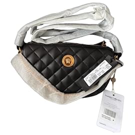 Versace schwarze gesteppte Leder-Schultertasche